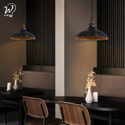 Loft retro industrial style pendant light with creative and personalized single head design, suitable for restaurants, cafes, bars, featuring American nostalgic pot cover shade.