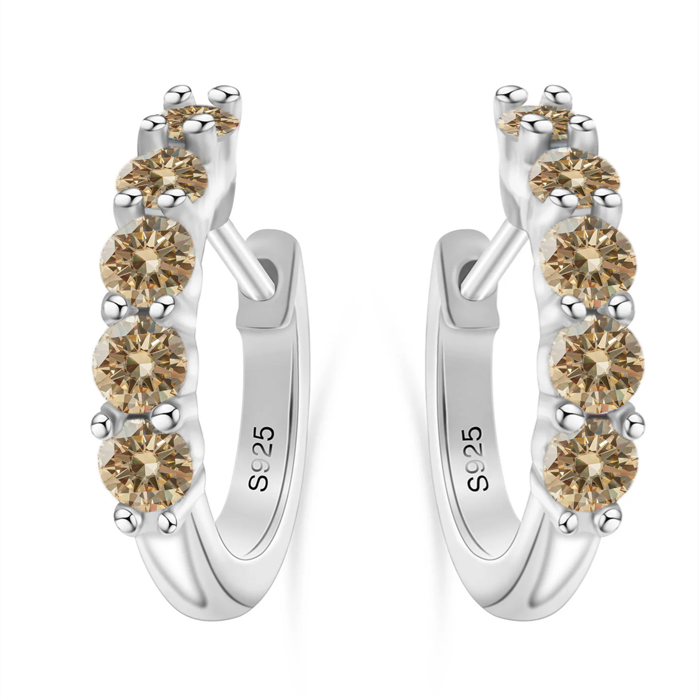 Transfronterizo s925 pendientes de plata esterlina 1 / 2 quilates mono diamante 3mm pendientes de diamante de color D pendientes de diamante de diamante