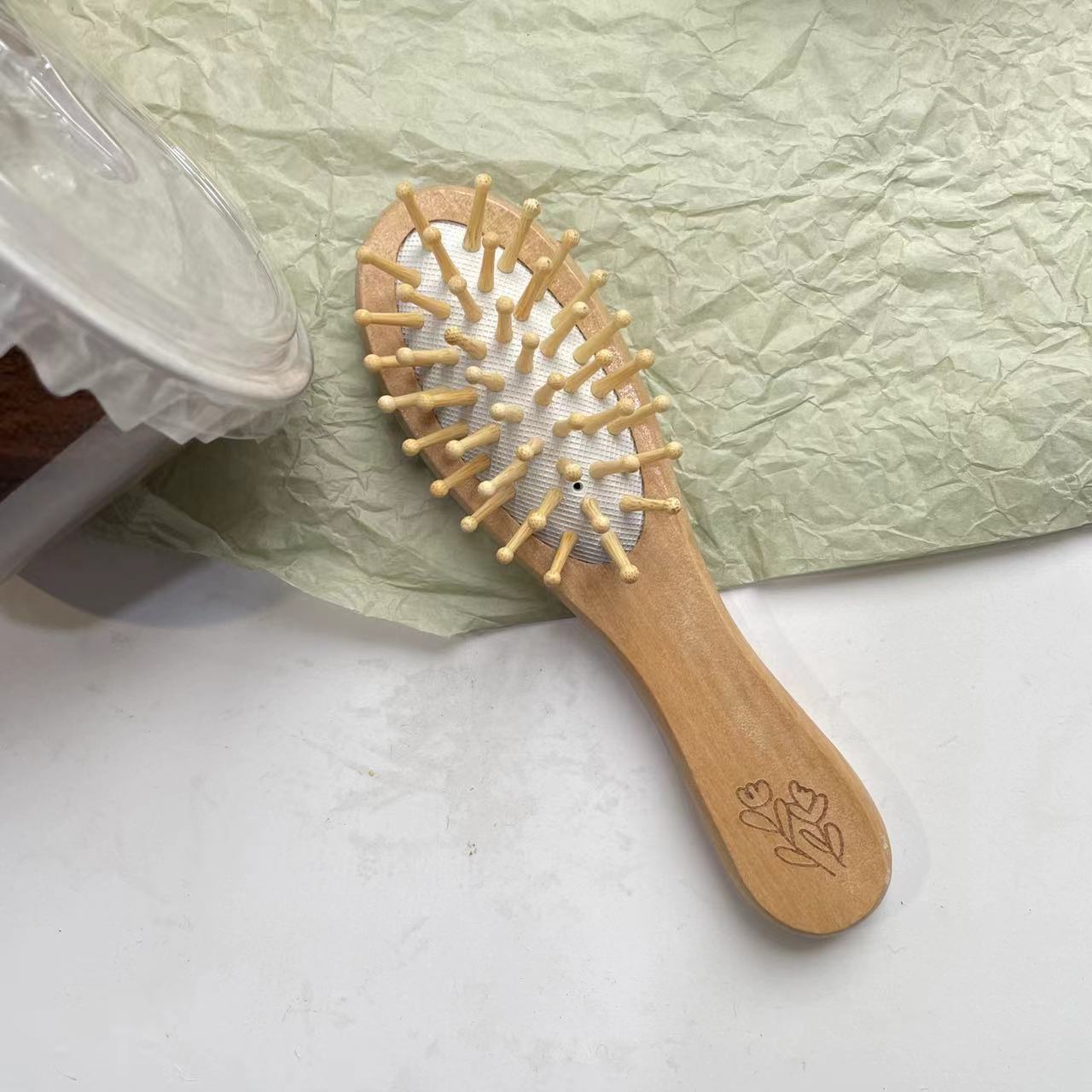 Peine de colchón de aire portátil masaje cuero cabelludo moda cabello suave anti-anudado madera de loto viaje hogar peine de madera BH411