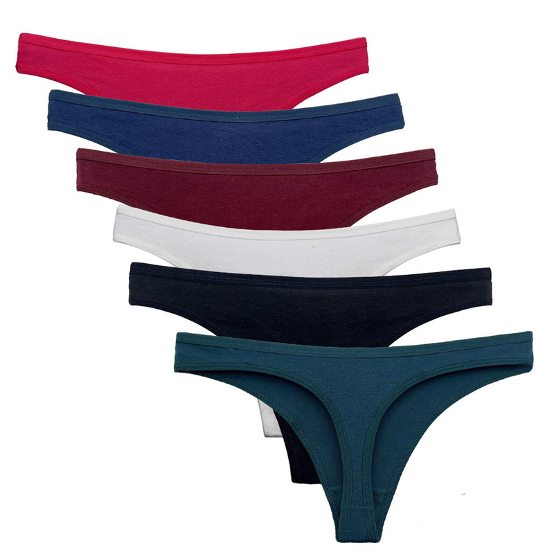 Cross border women's underwear 95 cotton solid color breathable low waist yoga women's thong