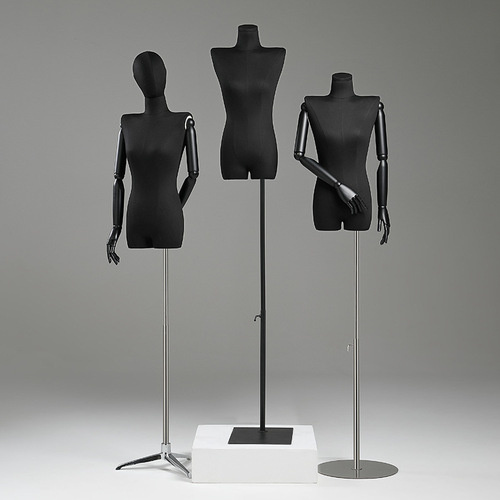 Black flat-shoulder flat-chest female mannequin half-body mannequin stand model rack Korean clothing store window full-body display rack
