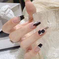 Mysterious and luxurious black camellia flower nail art wholesale light luxury temperament nail stickers wearing nail stickers