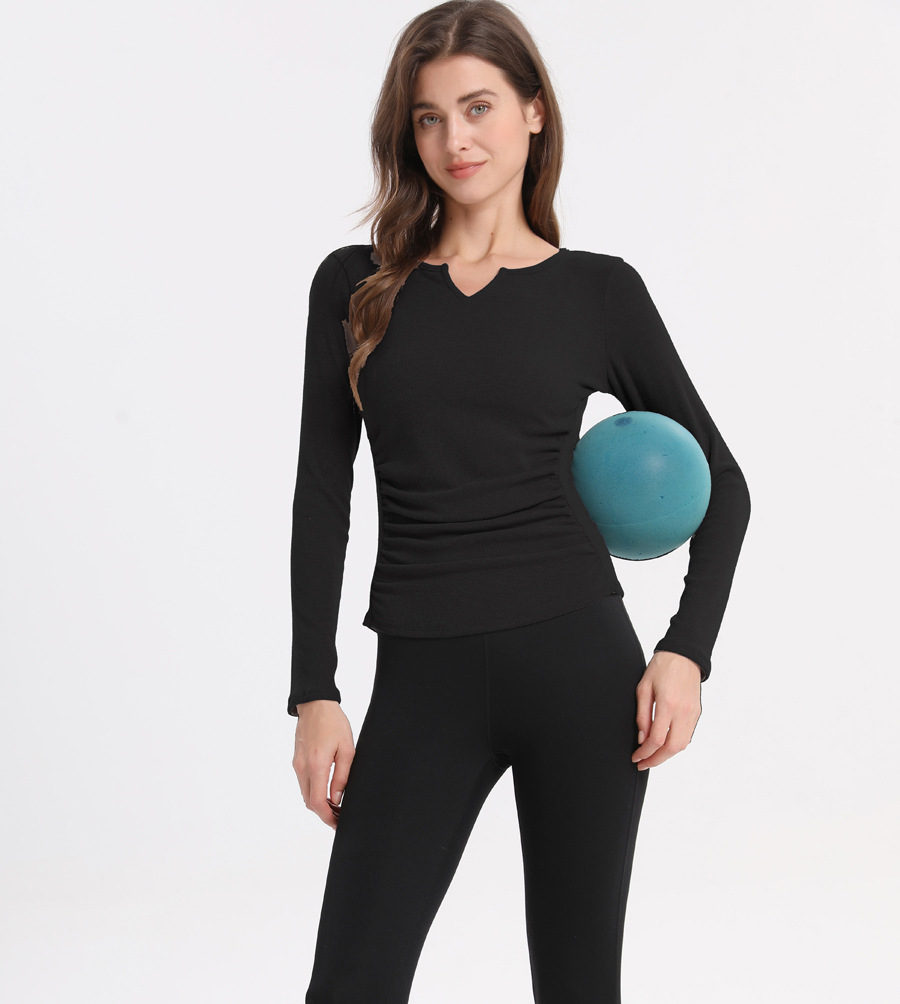 Långärmad yoga tröja för dam sportig och elastisk_voghion.com