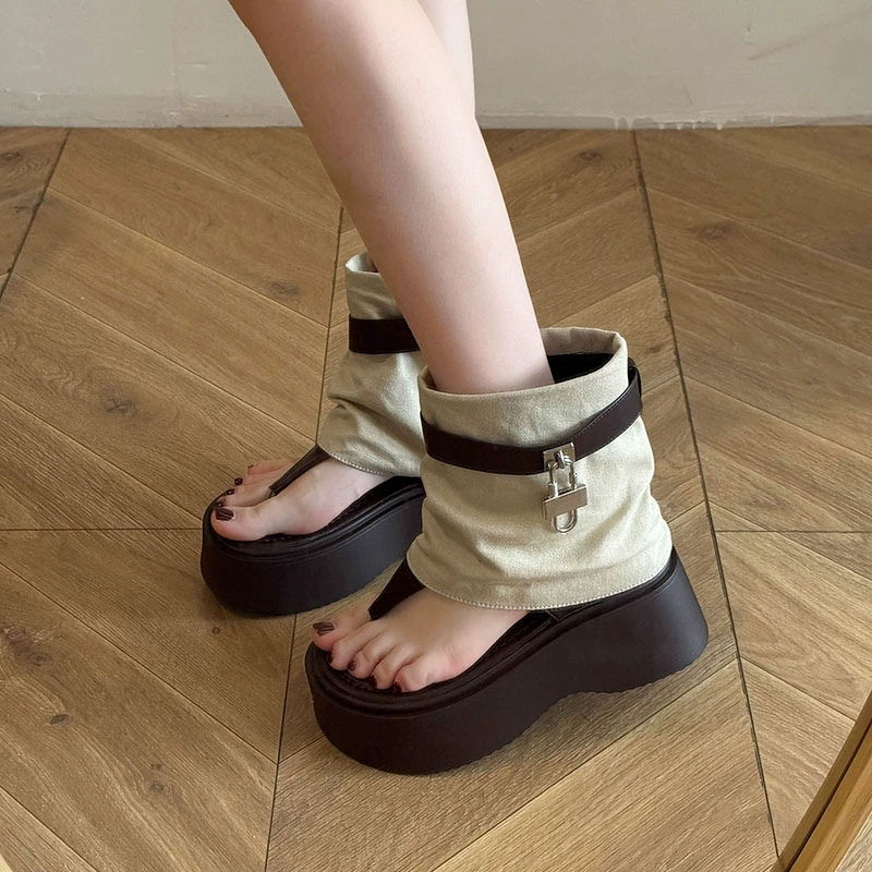 Женские летние шлепанцы на толстой подошве, увеличивающие рост, 2025 года, новый стиль с юбками, дизайнерские босоножки премиум-класса.