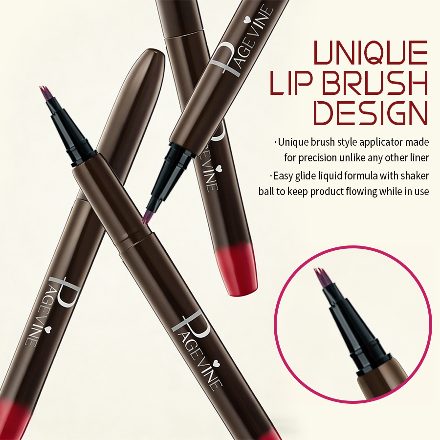 PAGE VINE Brush Lip Liner TK lápiz labial impermeable, anti-contracción, comercio exterior, no decoloración, humectante, suave niebla lápiz labial