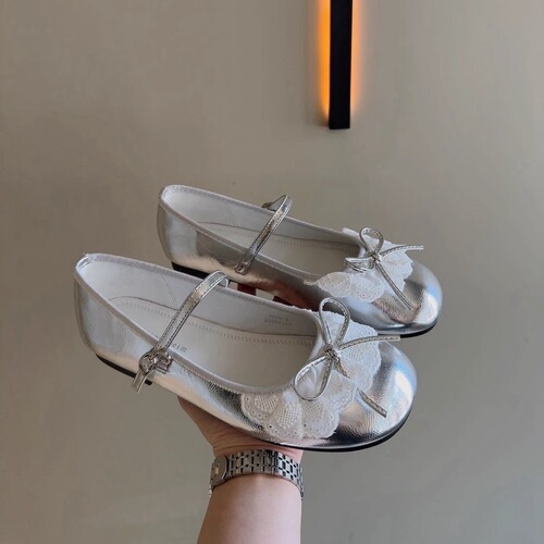Gentle temperament butterfly knot women's retro flat one-piece strap Mary Jane single shoes