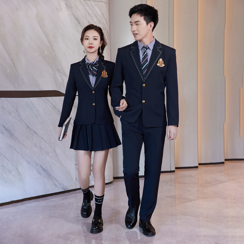 College Style Suit Suit for Men and Women, Long-Sleeved Jk Uniform, Youthful Campus Uniform, Pleated Skirt, Class Uniform Three-Piece Set
