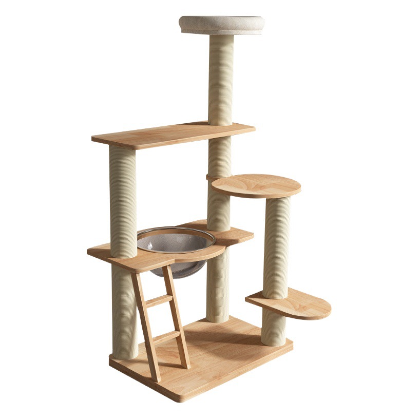 Marco de escalada de gato grande de madera maciza al por mayor plataforma de salto de nido de gato integrada tablero de rasguño cuatro estaciones estante universal espacio cápsula suministros para mascotas