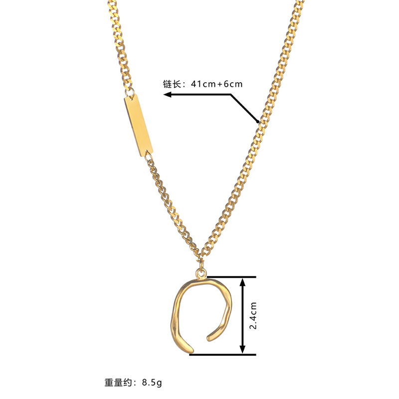 Korean simple geometric semicircle 18K gold titanium steel necklacepicture1