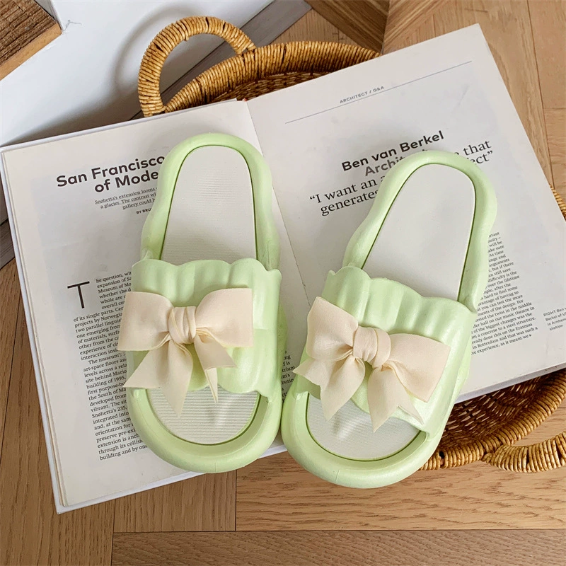 Slide, slippers, summer cute footwear platform with bow, wholesale