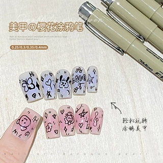 网红新手美甲涂鸦笔彩绘笔美甲店专用工具丙烯速干黑线拉线马克笔