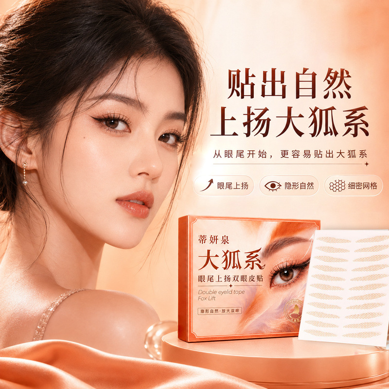 Tianyanquan fox-eye style eyelid tape with upward eye corners for naturally invisible double eyelids, suitable for single or double swollen eyelids