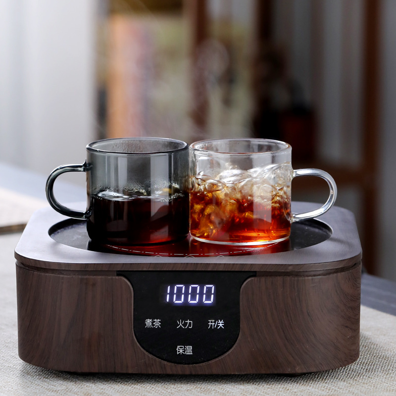 Taza pequeña de vidrio para té, taza pequeña color gris humo, taza para té, juego de té Kung Fu resistente al calor para el hogar, taza de degustación, de borosilicato alto.