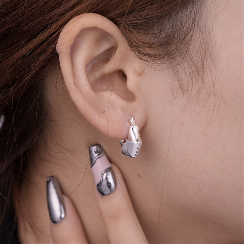 1 Pair Simple Style U Shape Geometric Plating Stainless Steel Hoop Earrings Drop Earrings display picture 16