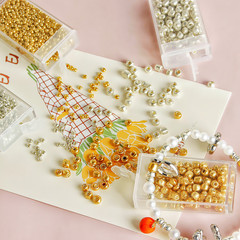 5g經典金銀色玻璃米珠DIY手工飾品配件自製項鍊手鍊手作材料