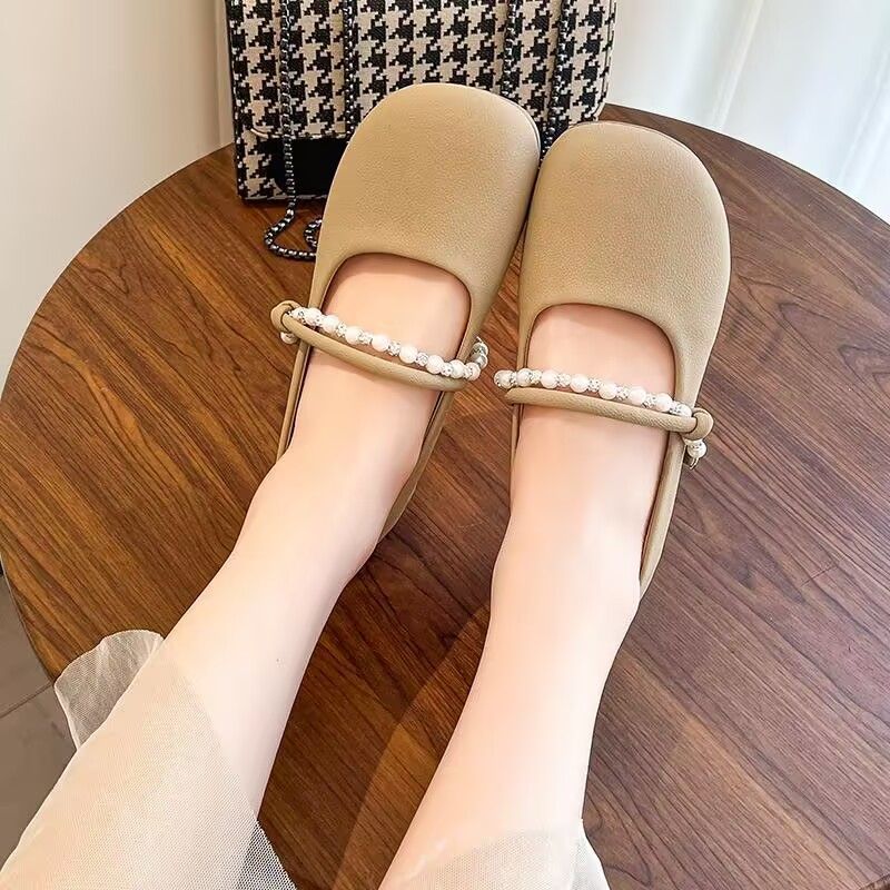 Zapatos franceses de cuero suave con falda zapatos de mujer primavera y verano 2026 nuevos zapatos de Mary Jane con zapatos planos