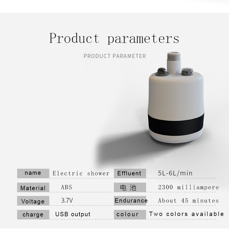 USB recargable ducha baño al aire libre artefacto hogar ducha eléctrica dormitorio alquiler rural portátil simple