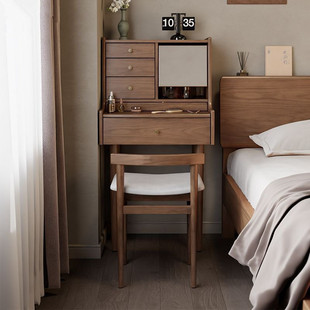 Solid Wood Dressing Table Bedroom Modern Simple Nordic Makeup Table Small Apartment Multi-functional Small Dressing Table Storage Cabinet