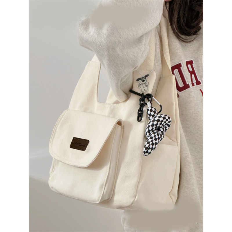 (2개) 일본 캔버스 가방 여성의 2024 새로운 캐주얼 핸드 백 간단한 INSTAGRAM 스타일 학생 어깨 가방