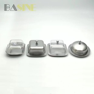 Cross-Border Wholesale Kitchen Western-Style Stainless Steel Rectangular Butter Box Snack Cheese Box with Lid Cheese Butter Dish