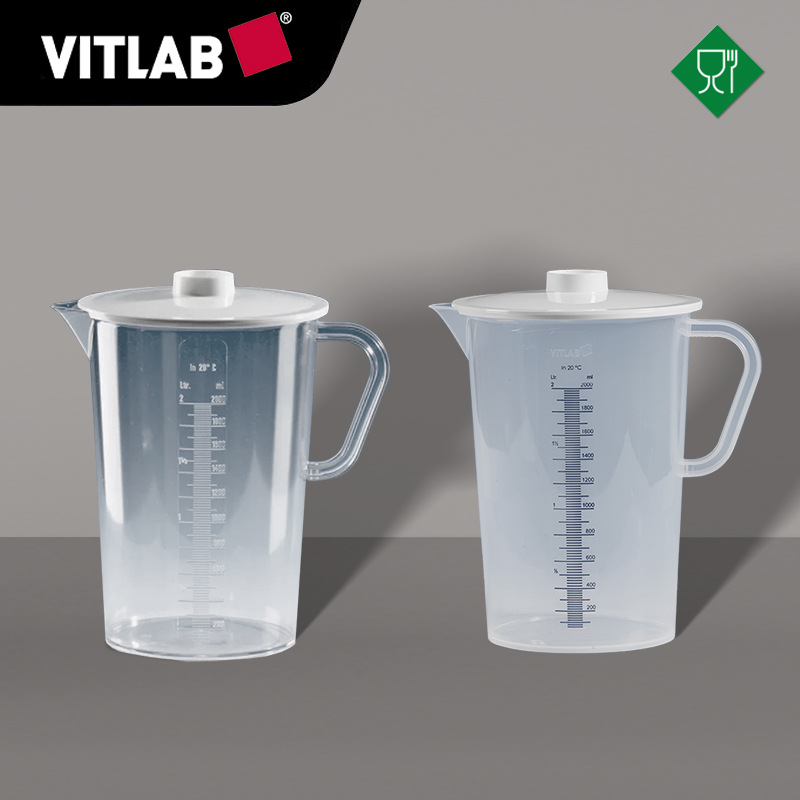 德国VITLAB收集器SAN材质模压刻度或PP材质模压蓝色刻度带盖烧杯