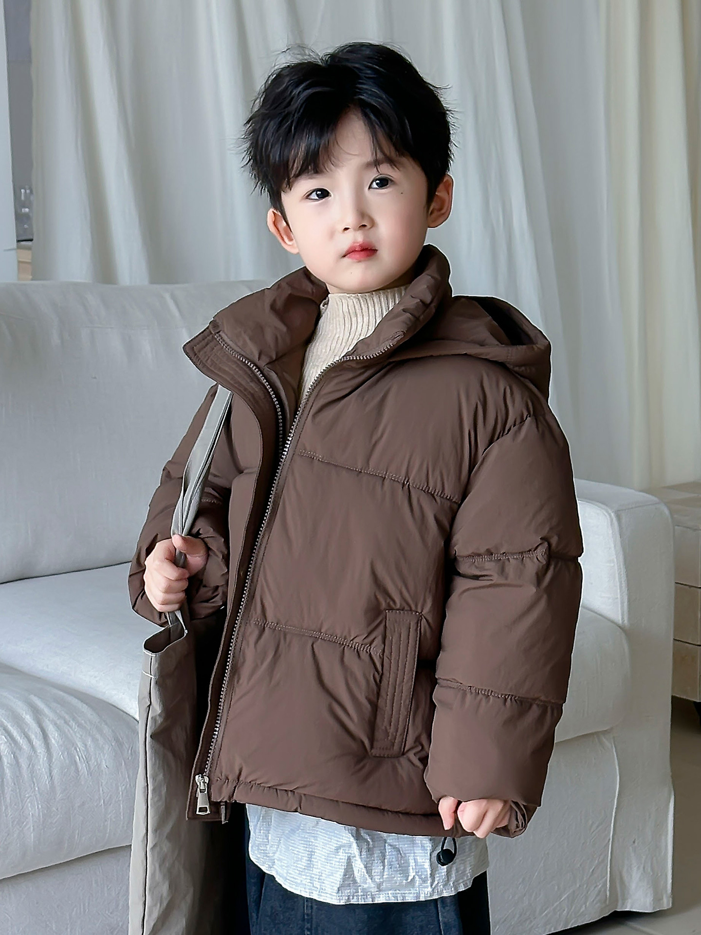 Ropa de algodón para niños ropa de invierno bebé cremallera chaqueta de pan abrigo caliente para hombres y mujeres niñas con capuzas gruesas chaqueta de algodón corta transfronteriza