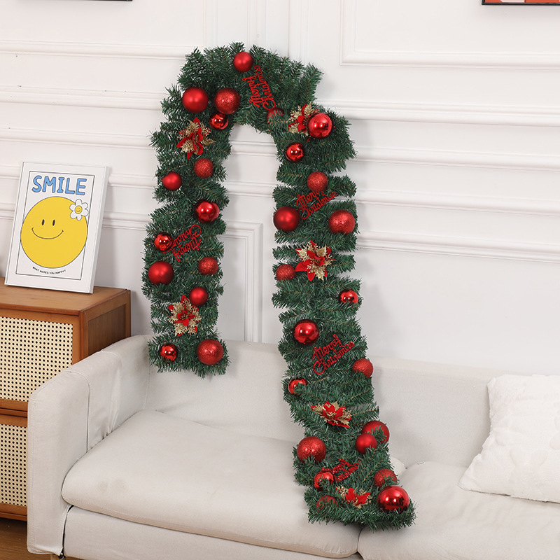 2.7m クリスマス籐グリーンスプレー白装飾ドア階段手すり窓レイアウト小道具メーカー卸売|undefined