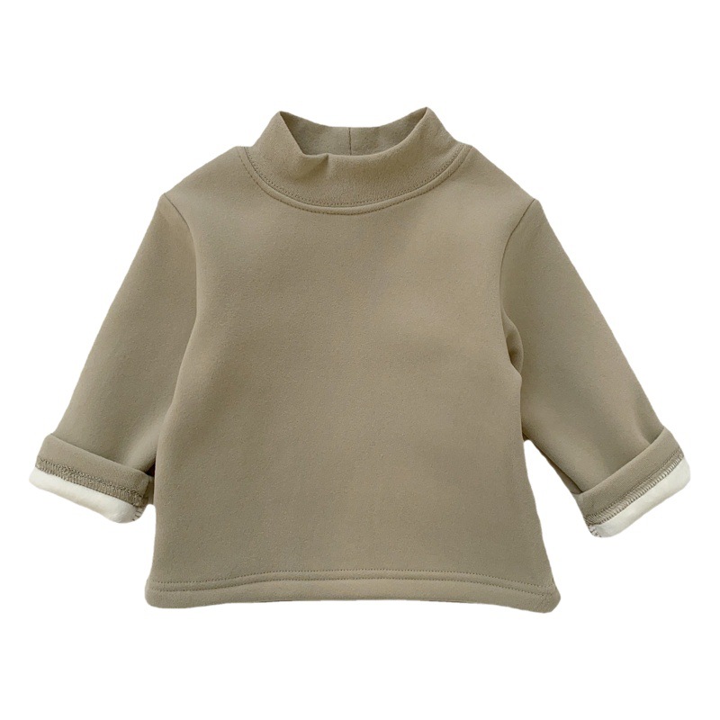 Camisa de fondo forrada de lana para niños de invierno para niños ropa infantil de estilo coreano suéter engrosado niños y niñas de manga larga superior caliente