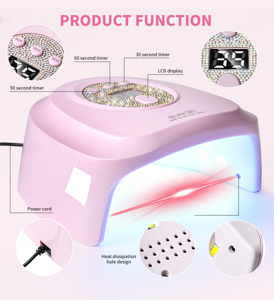 USB-LED-Nageltrockner mit Strass-Verzierung, schnelltrocknend