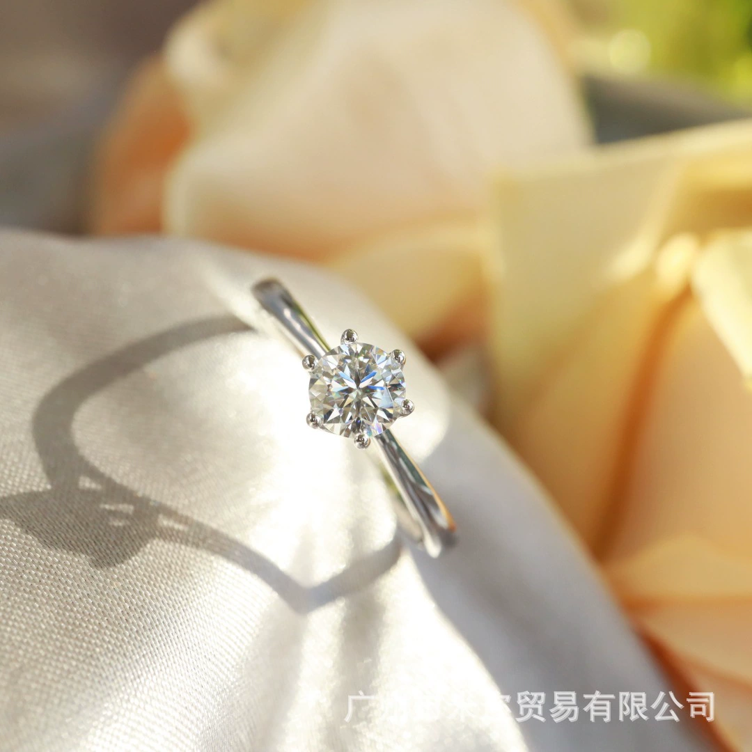 Искусственно выращенные алмазы 18-каратный платиновый классический шестикоготное обручальное кольцо женский 50 очков 1 карат CVD синтетический алмаз