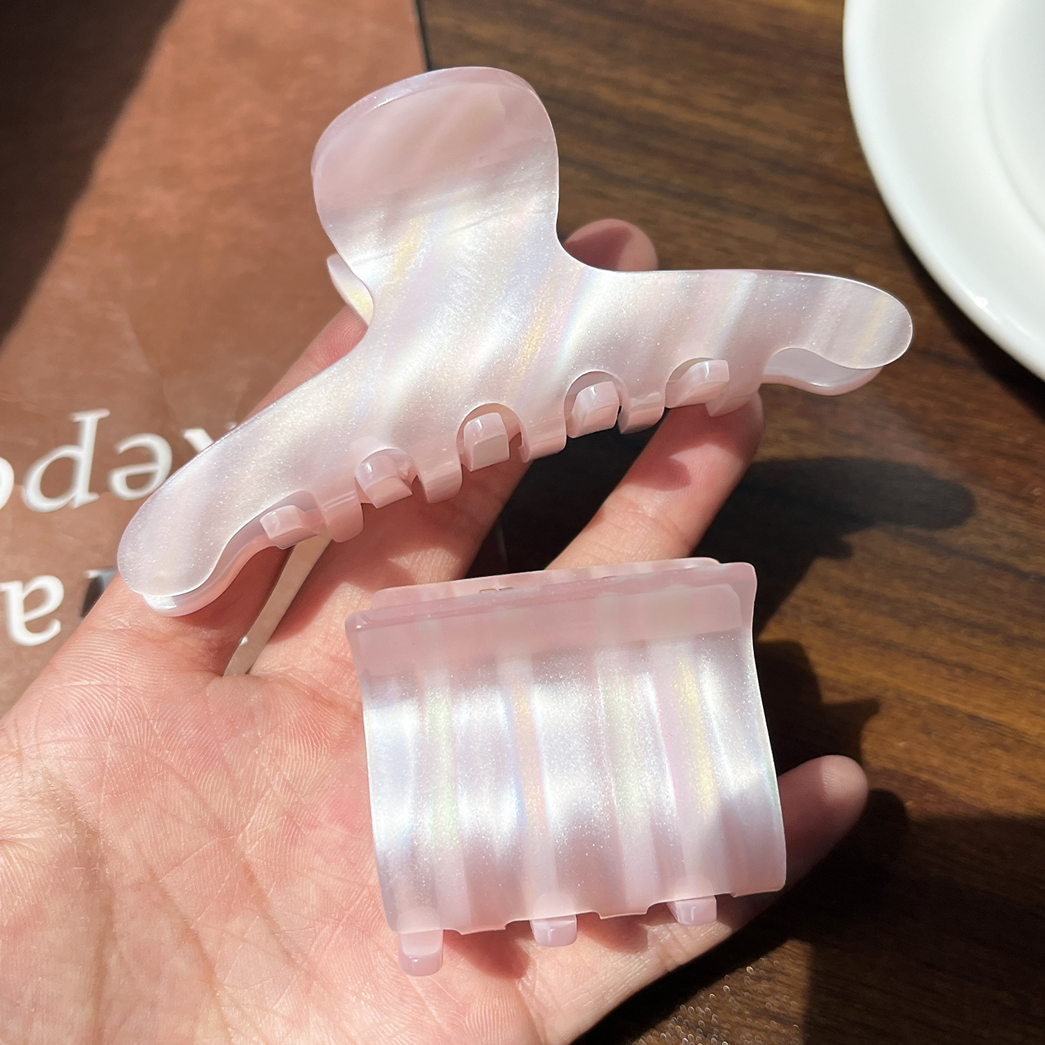Cabecera de moda coreana acética imitación de helado tierno rosado rayas de color fantasía dulce clip para el cabello de la niña