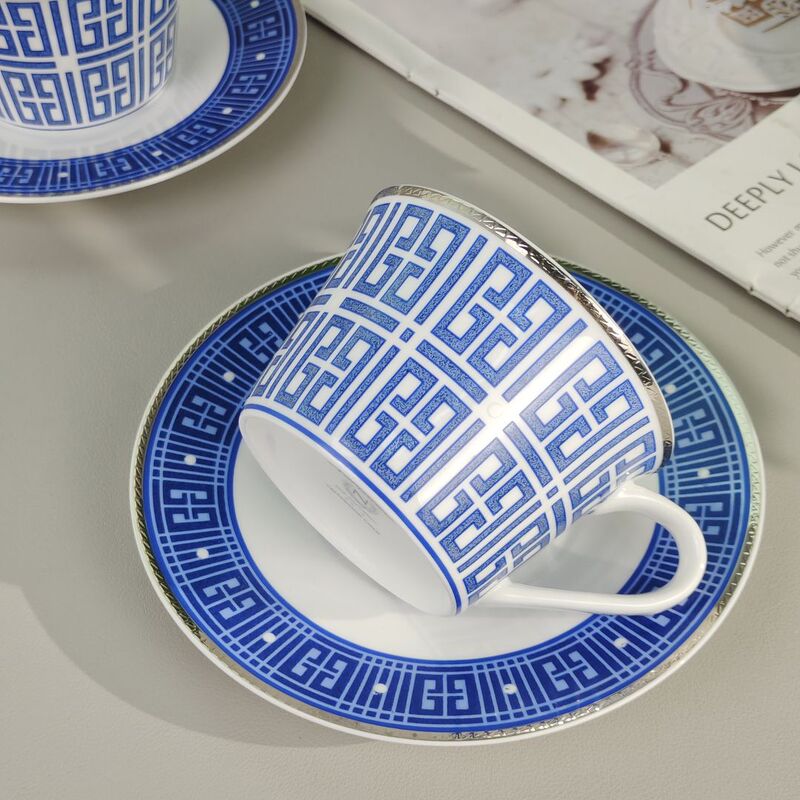 Japanese unlimited blue cup and saucer suit afternoon tea small high-looking household ceramic two-cup and saucer four-piece gift box