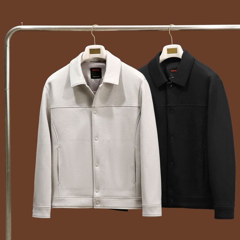 Simple and Luxurious New Style Sheep Wool Men's Mousse Air Layer No-Iron Casual Lapel Jacket Knitted Jacket