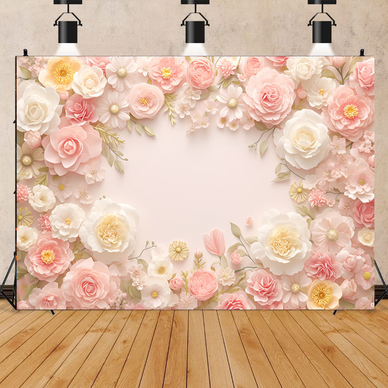 Cross-border foreign trade AliExpress Amazon supply photography background cloth flower wall background wedding theme party background