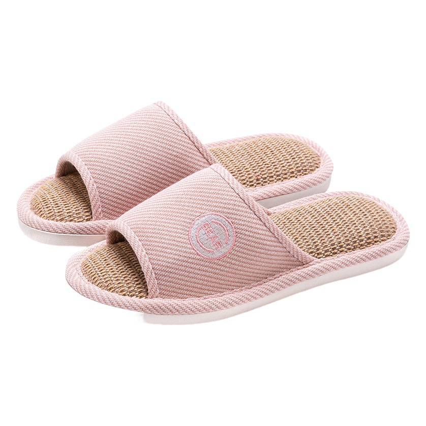 Lidani Linen Slippers Women's Summer Indoor Home and Household Anti-Slip Sandals for Couple Men's Summer