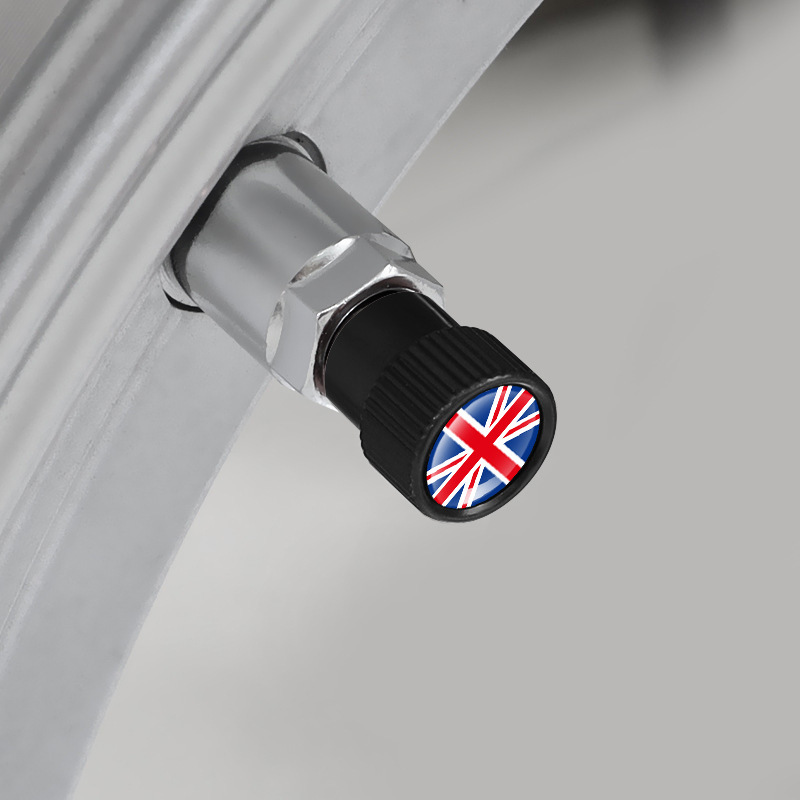 Cross-border car exterior aluminum alloy British flag valve cap valve cap creative air nozzle cover car exterior