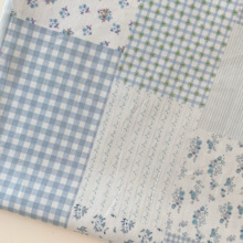 拼布40支纯棉梭织淡蓝系列花色格子复古系列头巾发圈吊带裙面料