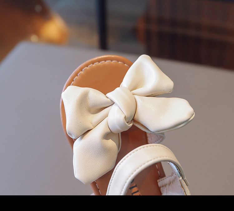 Sandales à semelle souple pour petites filles, édition coréenne, chaussures de plage décontractées avec nœud pour bébé, nouvelle collection été 2024_voghion.com