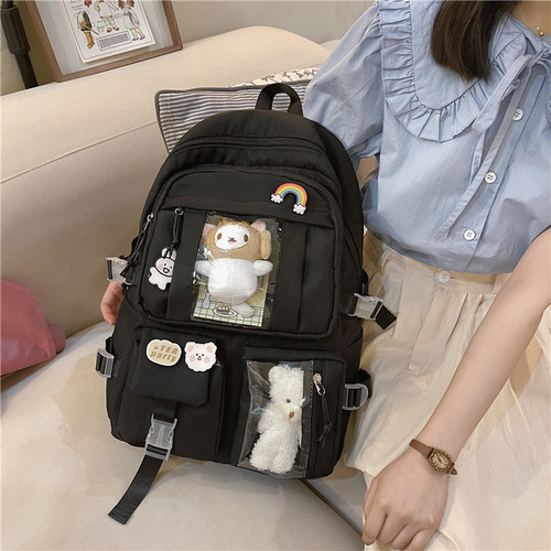 School bag female ins backpack Korean version high school junior high school student Internet celebrity fashion forest style new small fresh backpack female