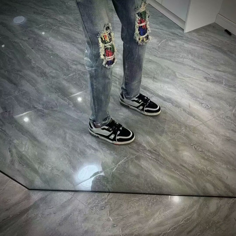 Autumn New amiri jeans men's fashionable skinny ripped personalized slim fit all-match stretch men's casual pants