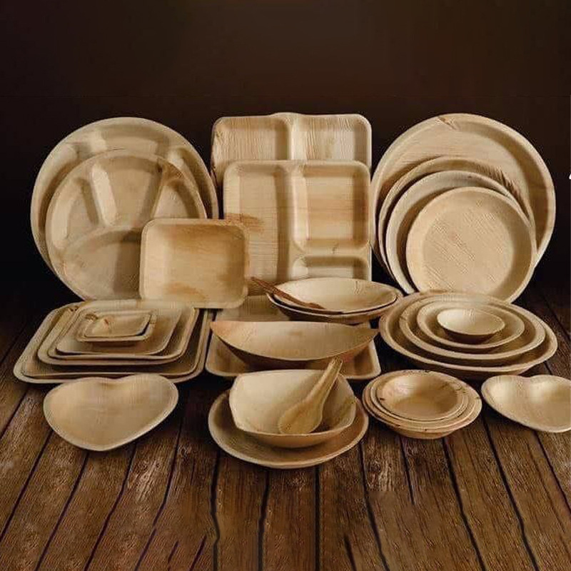 Wholesale from the Source Factory, Disposable Biodegradable Palm Leaf Dinner Plates, Can Be Printed with Logo, Outdoor Dinner Plate Set