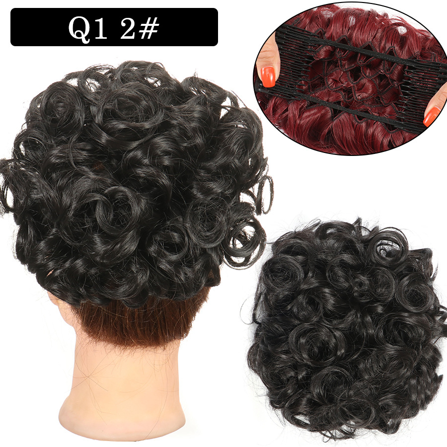 Nueva Peluca de comercio exterior de las mujeres europeas y americanas cabeza de bola de pelo rizado Cola de Caballo pelo Bud peine bolsa de pelo multicolor al por mayor opcional