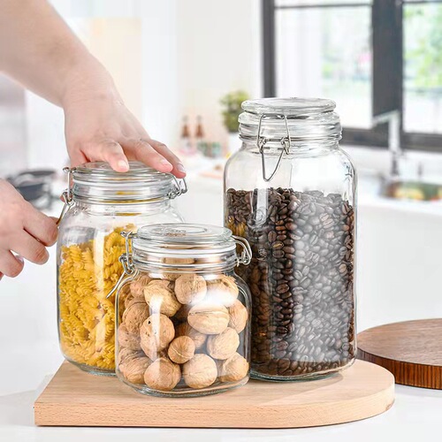 Wholesale glass seal jar kimchi canned lid pickled vegetables jam jar honey lemon thick storage jar glass jar