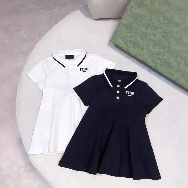 Cross-Border Summer Children's Dress, High-End Girls' Short-Sleeve Polo Collar Princess Dress, Korean Style Academy Style Children's Dress, Tennis