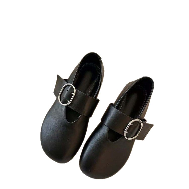 Soft Leather Version ~ New Spring And Autumn French-style Versatile Retro Mary Jane With Metal Buckle, Flat Shallow_vogvips.com