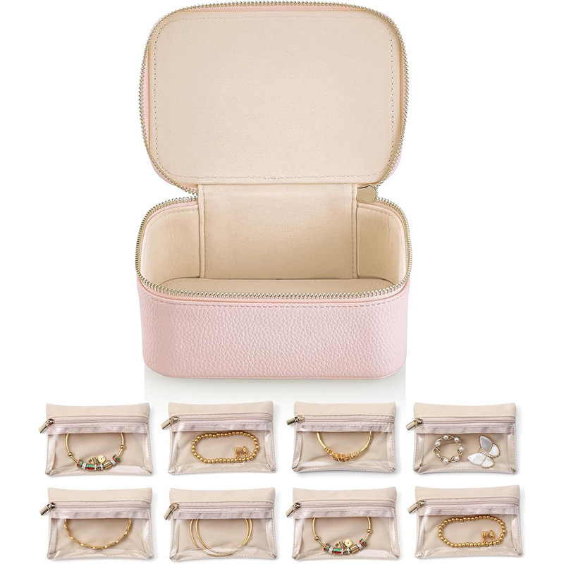 Joyero de estilo explosivo transfronterizo de Amazon, viaje conveniente, 8 piezas de bolsa de subembalaje, caja de almacenamiento de joyería, pendientes, caja de joyería