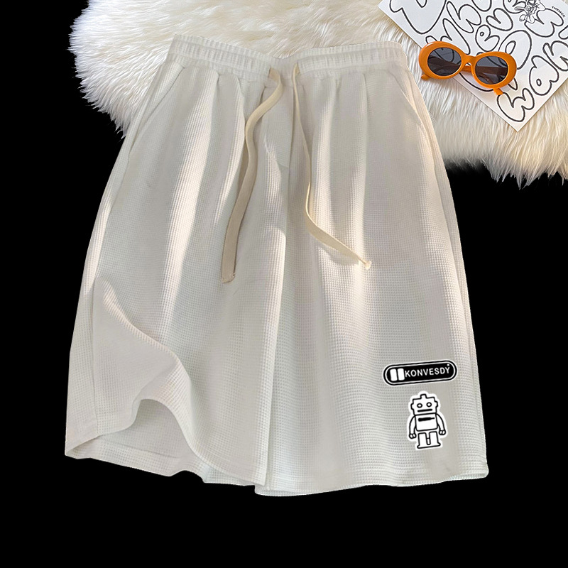 Venta directa de fábrica verano nuevo waffle shorts hombres casual moda marca suelta Pantalones rectos pantalones cortos de baloncesto