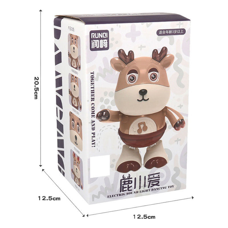 Baile eléctrico pequeño ciervo lindo música luz bebé rompecabezas columpio baile robot ciervo Pequeño amor muñeca eléctrica