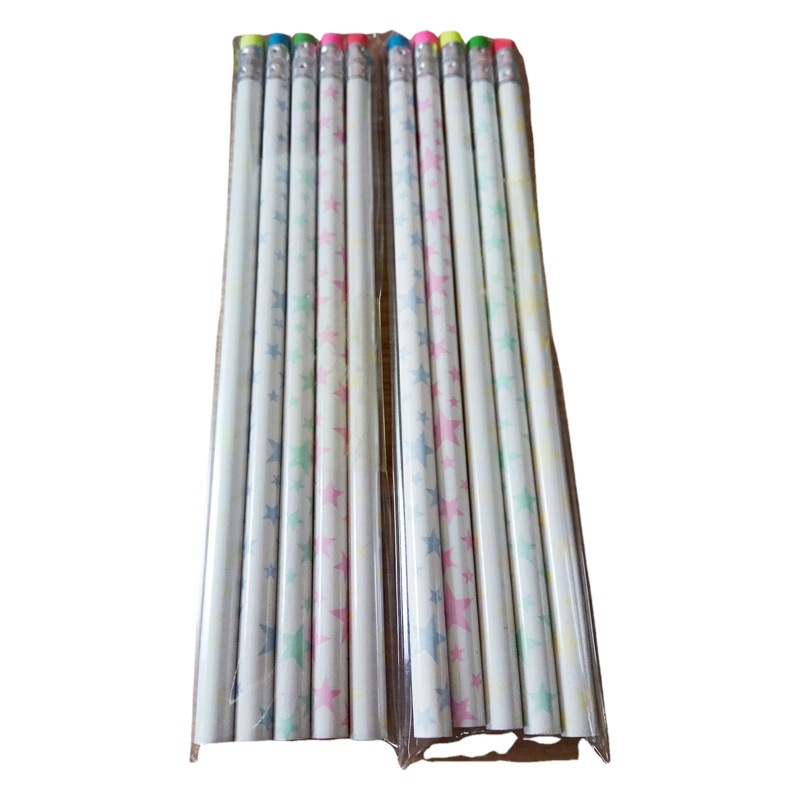 Lápiz de color de estrella HB lápiz de madera de impresión exquisita de cuatro colores estudiante de escuela primaria lápiz de color caramelo de escritura de alta calidad