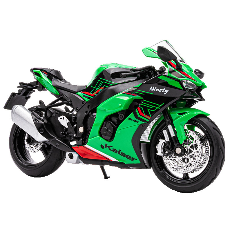 Modelo de coche de aleación Jiaye 1 a 12 Kawasaki ZX10R con decoración de modelo de sonido de coche de juguete deslizante de luz y sonido